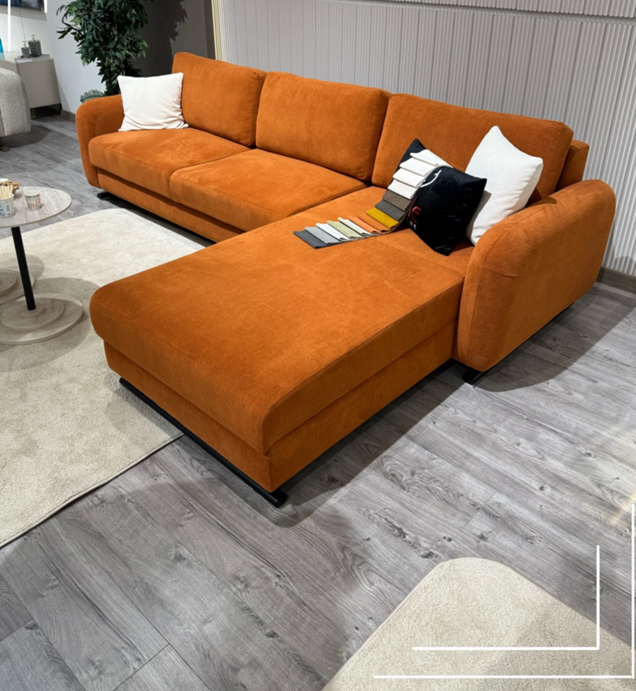 🛋️ Luxe Modular Chaise Sofa – Burnt Orange (Pre-Order)